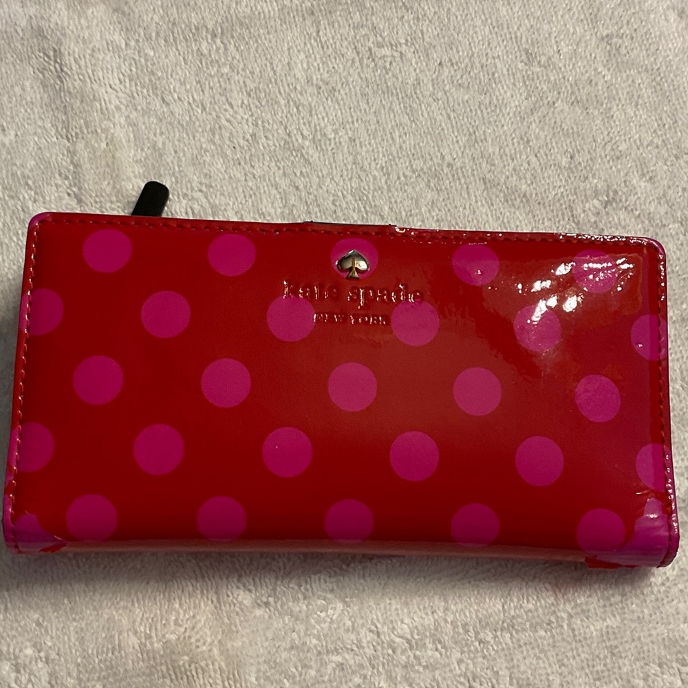 Kate Spade Red Wallet with Pink Polka Dots